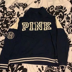 Pink VS Half Zip Varsity Sweatshirt